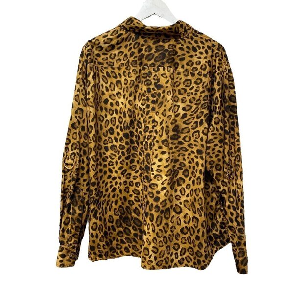 JONES New York Leopard Shirt Plus Size 3X Womens Cotton Button up Top Long Sleev - Picture 3 of 10